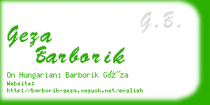 geza barborik business card